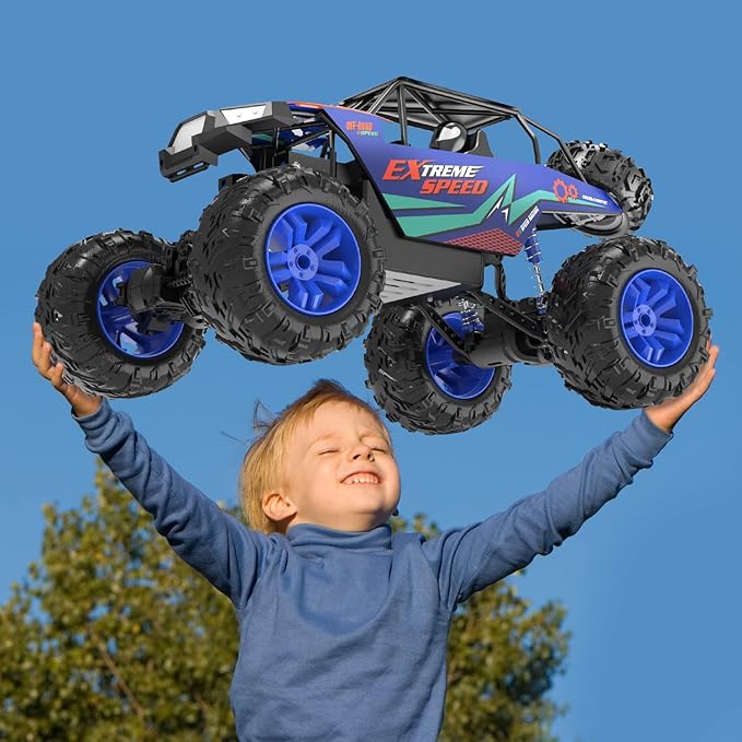 DEERC Large 1:8 Scale Upgraded RC Cars Remote Control Car for Adults Boys, Off Road Monster Truck with Realistic Sound, 2.4Ghz 4WD Rock Crawler Toy All Terrain Climbing, 2 Batteries for 80 Min Play