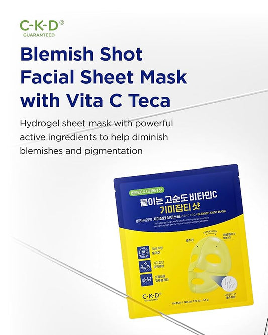 CKD Brightening & Anti-Aging Skincare Bundle – Vitamin C + TECA Hydrogel Mask, Toning Serum, and Retinal Eye Cream with Gua Sha Roller