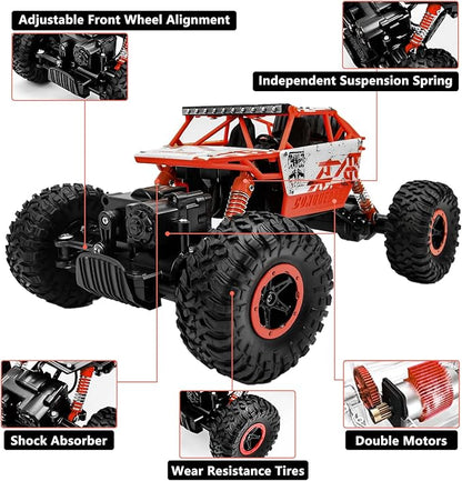 Cheerwing 1:18 Rock Crawler 2.4Ghz Remote Control Car 4WD Off Road RC Monster Truck 2 Battery(Red)