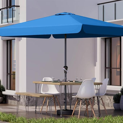 8 * 10FT Rectangular Patio Umbrella Table Market Umbrella w/Crank Outdoor Umbrellas for Garden, Deck, Backyard, Pool and Beach, Royal Blue