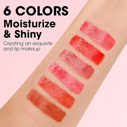 AZEN 6 Pack Lip Gloss Bulk Set, Shimmery Lip Gloss for Women and Girls With Rich Varied Colors