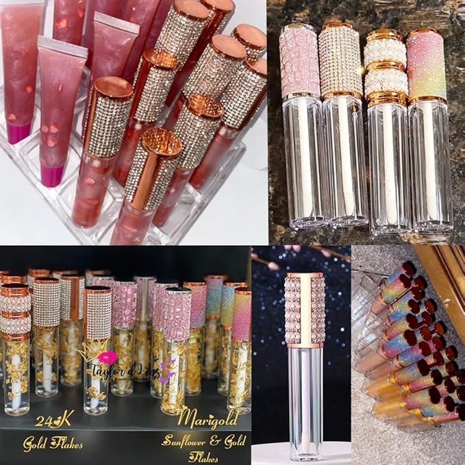 AMORIX 24 Pack 5ml Lip Gloss Tubes with Wand Lip Gloss Containers Lipgloss Supplies Kit with 2pcs Syringes + Labels for DIY Lip Gloss