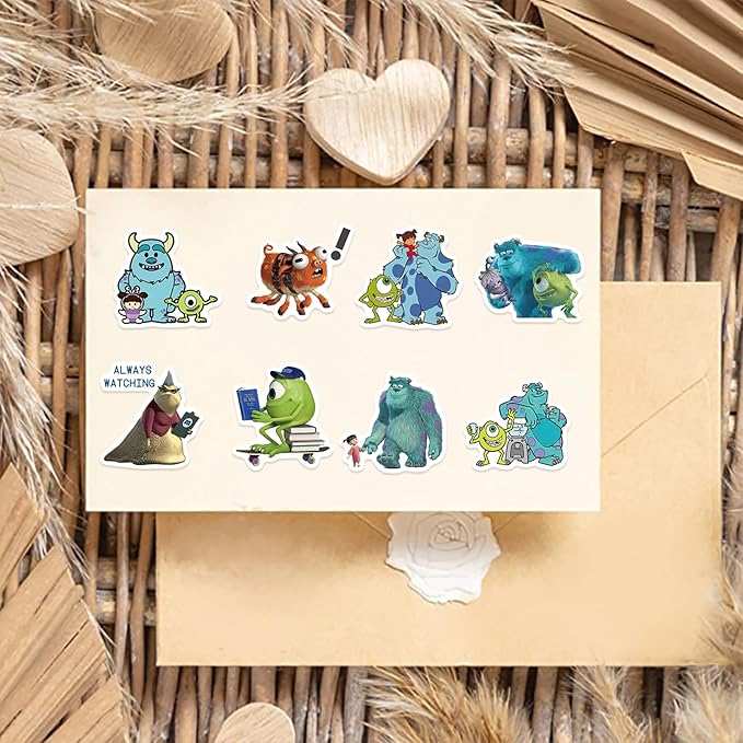 50pcs Monsters Inc Stickers, Cartoon Comedy Vinyl Sticker Decals, Stickers for Laptop, Water Bottle, Stickers for Kids, Toddlers, Teens