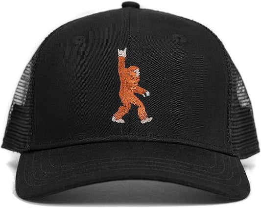 Mesh Bigfoot Hat Leather Cap for Men- Great Snapback Closure Sasquatch Hat for Hunting & Hiking