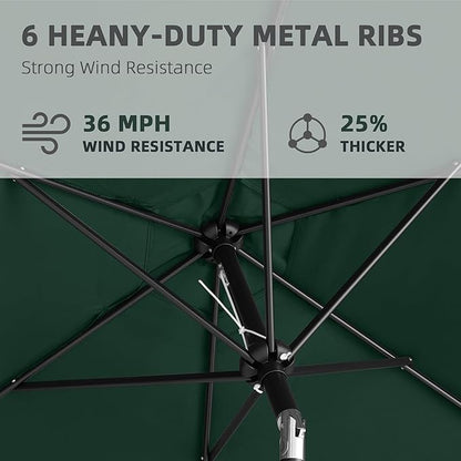 9FT Outdoor Patio Umbrella with Push Button Tilt and Crank, Beach Umbrella for Sun Shades, Market Umbrella with 6 Sturdy Metal Ribs, UV Resistant Waterproof for Garden, Backyard, Deck, Pool