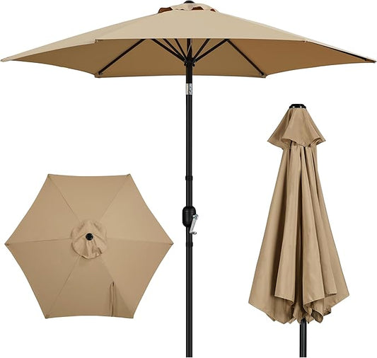 Yaheetech Patio Umbrella, 9' Outdoor Table Umbrella with Sturdy Ribs, Push Button Tilt and Crank for Pool, Yard, Garden, Deck