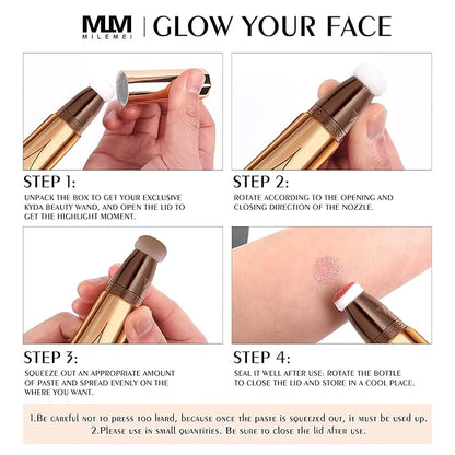 2 Color Contour Beauty Wand, Highlighter ，Face Concealer Contour&02#Peach Pink)