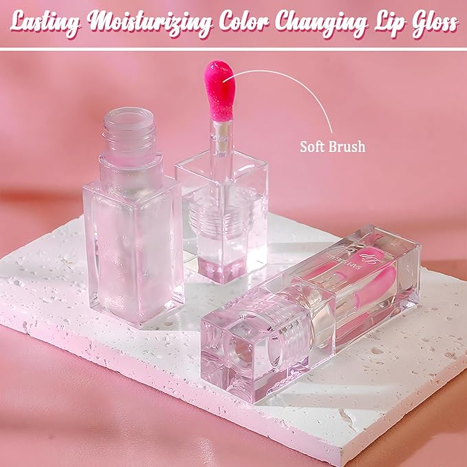 Bossup Color Changing Lip Oil，Magic Color Changing Lip Oil V2，Warm Change Moisturizing Lip Gloss，Hydrating Lip Gloss Lip Balm Lip Care，Long Lasting Non-sticky Nourishing Repairing Primer Lip Tint…