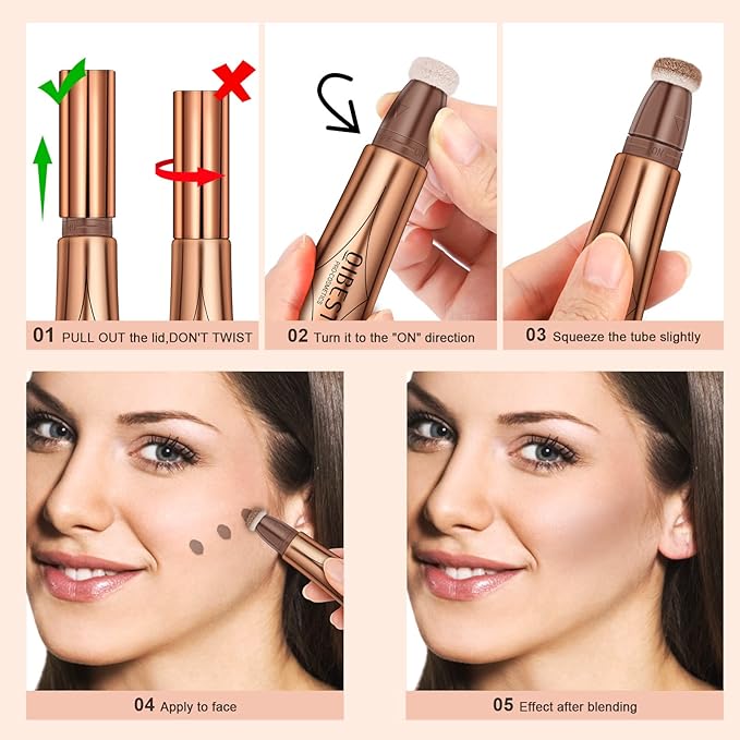 Mysense Liquid Highlighter Beauty Wand,Highlight Bronzer Stick with Highlighter-Pearl White