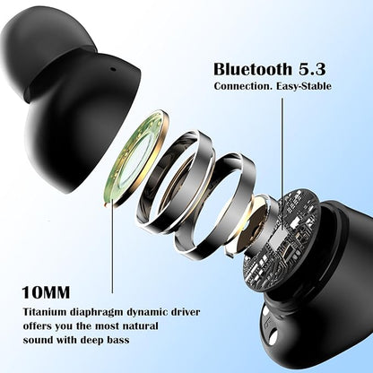 Monster Wireless Earbuds, Bluetooth 5.3 Headphones with Bass Stereo, 32 Hours Playtime, IPX6 Waterproof,USB-C Fast Charging