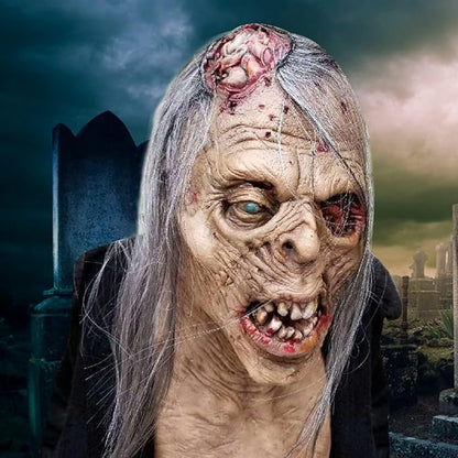 Kuberas Halloween Scary Zombie Mask Realistic Old Man Mask Horror Walking Dead Full Head Creepy Devil Cosplay Costume Mask