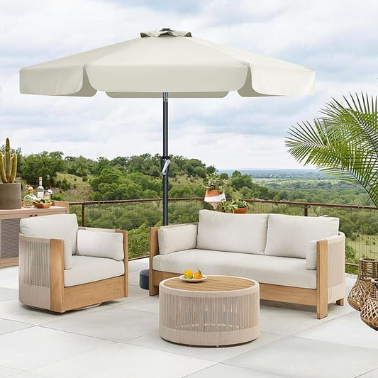 MASTERCANOPY Valance Patio Umbrella for Outdoor Table Market (7.5ft, Light Beige)