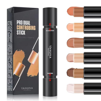 MEICOLY Cream Contour Stick Trio,Bronzer Highlighter Stick,2 in Makeup,6 Colors
