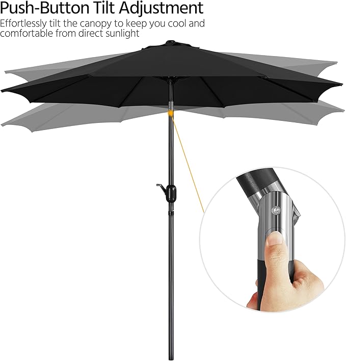Yaheetech Patio Umbrella, 10FT Outdoor Table Umbrella Market Umbrella with Push Button Tilt and Crank, Heavy-Duty Yard Umbrella with 8 Sturdy Ribs for Garden, Deck, Backyard, Pool