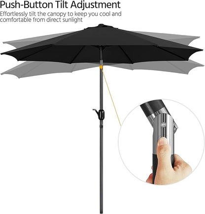 Yaheetech Patio Umbrella, 10FT Outdoor Table Umbrella Market Umbrella with Push Button Tilt and Crank, Heavy-Duty Yard Umbrella with 8 Sturdy Ribs for Garden, Deck, Backyard, Pool