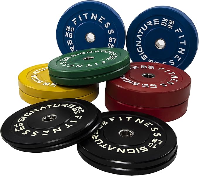 Signature Fitness 2" Olympic Bumper Plate Weight Plates 25LB Single,