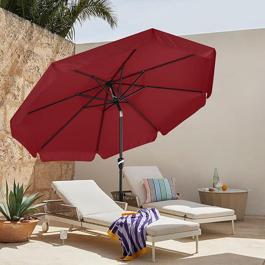 MASTERCANOPY Valance Patio Umbrella for Outdoor Table Market -8 Ribs (10ft, Burgundy)