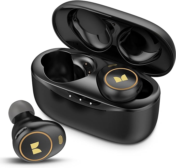 Monster Wireless Earbuds, Achieve 300 AirLinks Bluetooth Headphones Touch Control with Charging Case, Bluetooth Earbuds, Black