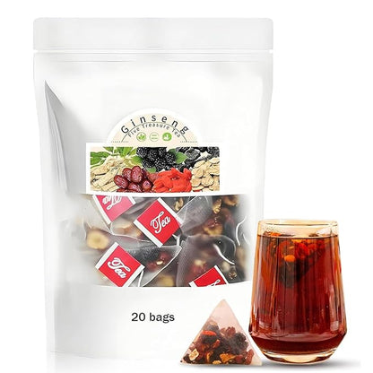 Kidney Tea Formula Ginseng Six Treasure Tea, Ginseng Six Treasure Tea, Kidney Tea Formula Ginseng Five Treasure Tea, Organic Kidney Cleanse Tea, Chinese Natural Herbal Tea for Men Women (1pc)