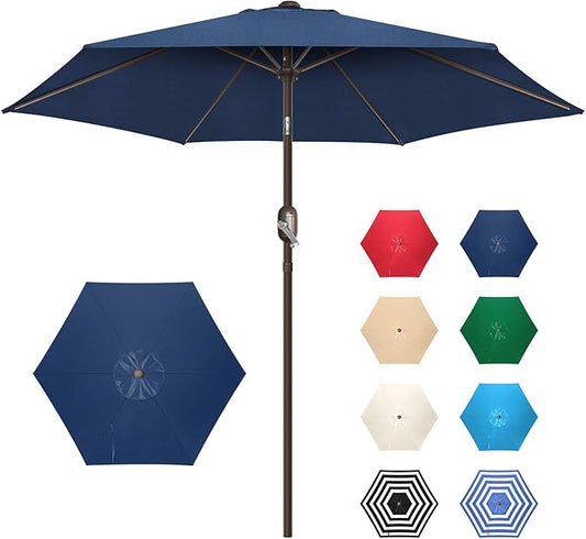 7.5Ft/9Ft Patio Umbrella, UV Protect Pool Umbrella with Heavy Duty Pole,Outdoor Umbrella with Push Botton Tilt & Crank