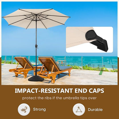 Abba Patio 9FT Lyon Outdoor Patio Umbrella Outdoor Table Umbrella with Push Button Tilt and Crank Market Umbrella 8 Sturdy Ribs UV Protection Waterproof for Garden Deck Backyard Pool Beige