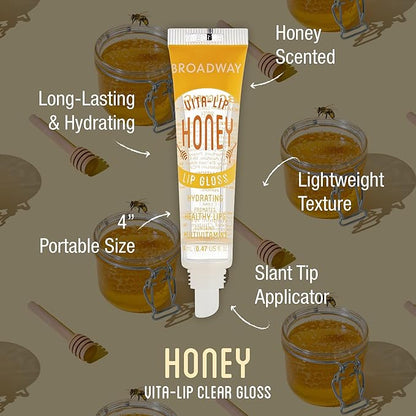 Ruby Kisses Broadway Vita-Lip Clear Lip Gloss (48 Pack), Ultra-Hydrating & Soothing Formula with Vitamins, High-Shine Non-Sticky Finish Lip Balm with Mint, Rosehip, Coconut, Mango, Argan, Honey, Shea