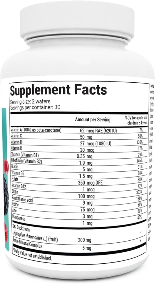 Dr. Berg Kids Chewable Multivitamins (NOT Sweetened w/Sugar) - Daily Multivitamin for Kids That Includes 20 Nutrients & Trace Mineral Complex - Mixed Berry Chewable Vitamins for Kids