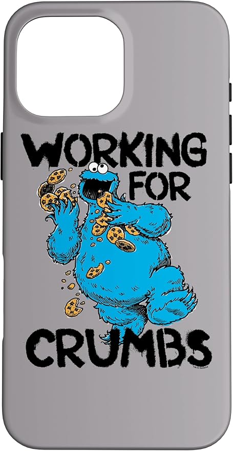 iPhone 16 Pro Max Sesame Street Cookie Monster Working for Crumbs Case