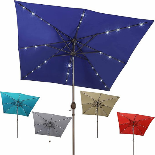 Blissun Rectangular Patio Umbrella, Table Market Umbrella with Tilt and Crank, Outdoor Umbrella for Garden, Deck, Backyard, Pool and Beach