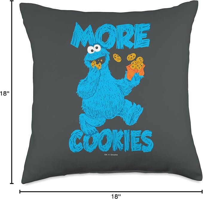 Sesame Street Monster More Cookies Throw Pillow, 18x18, Multicolor