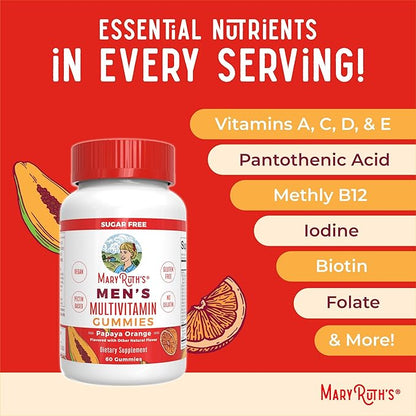 Mens Multivitamin Gummies by MaryRuth's | Vegan Vitamins for Men | Multivitamins for Immune Support | Non-GMO & Gluten Free | 0g Sugar Per Serving | 60 Count