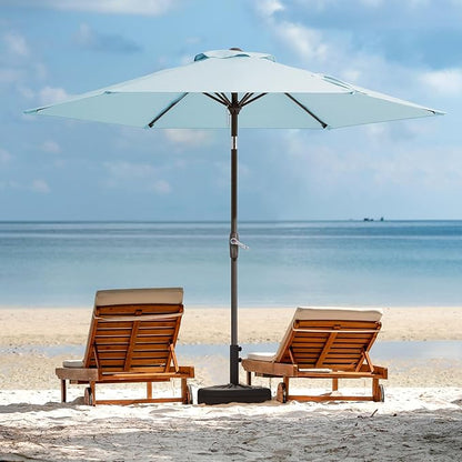 JEAREY 7.5FT Patio Umbrellas Outdoor Umbrella Table Market Umbrella with 6 Ribs,Tilt Button for Pool Deck Backyard Garden,Light Blue