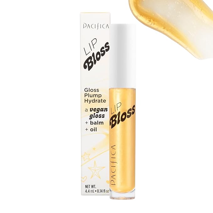 Pacifica Plumping Lip Gloss - Lip Bloss Tinted Lip Balm Treatment - Vanilla Bean Flavored - Moisturizing, High-Shine, Long-Lasting Shine, Jojoba Oil Vegan & Cruelty-Free, 0.14 Fl Oz