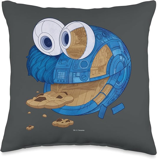Sesame Street Cookie Monster Tech Head Throw Pillow, 16x16, Multicolor