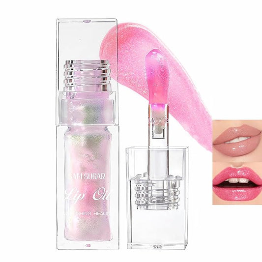 Magic Color Changing Lip Glow, Hydrating Shimmer Tinted Lip Care (Warm Change Tint, Plumping Gloss)