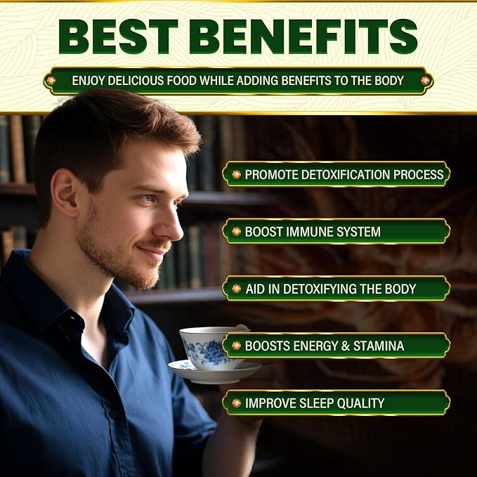 (2 Bag/40packs) Kidney Tea Formula Ginseng Six Treasure Tea - Ginseng Five Treasures Teas, Herbal Formula Health for Men Liver and Kidney Care