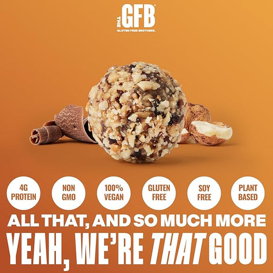 The Gluten Free Brothers Dark Chocolate Hazelnut Bites - Grain Free Protein Balls – Non GMO, Soy Free, Vegan – Paleo Friendly Snack Size Plant Based Protein Energy Balls, 4 oz (6 Count)