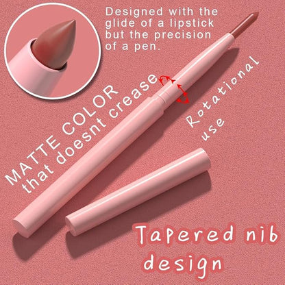 Silky Smooth Retractable Matte Lip Liner Pencil, Orange Lip Liner Long-Lasting Creamy Formula for Shaping & Sculpting Lips, Matte Velvet Pigmented Lip Liner Crayon Lipstick 03#