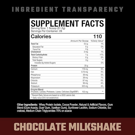 Axe & Sledge Supplements Farm Fed 100% Whey Protein Isolate, Digestive Enzymes (Chocolate Milkshake V2)