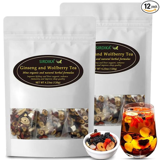 Kidney Tea - Ginseng and Wolfberry Tea, Ginseng Nine Treasure Tea, Men's Health Tea Herbal 9 Precious Ingredients Formula, Natural Organic Kidney Cleanse Detox Tea for Women & Men (2Bag(24pcs))
