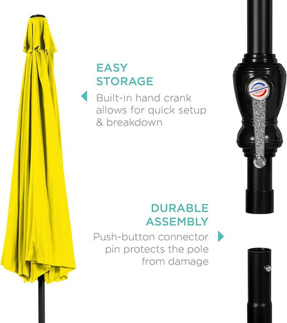 Best Choice Products 10ft Outdoor Table Compatible Steel Polyester Market Patio Umbrella w/Crank and Easy Push Button Tilt - Yellow