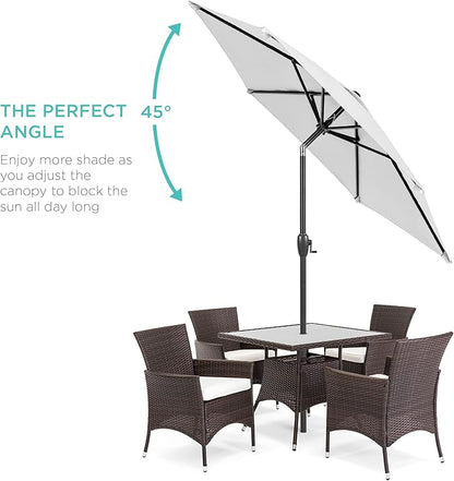 Best Choice Products 7.5ft Heavy-Duty Round Outdoor Market Table Patio Umbrella w/Steel Pole, Push Button Tilt, Easy Crank Lift - Fog Gray