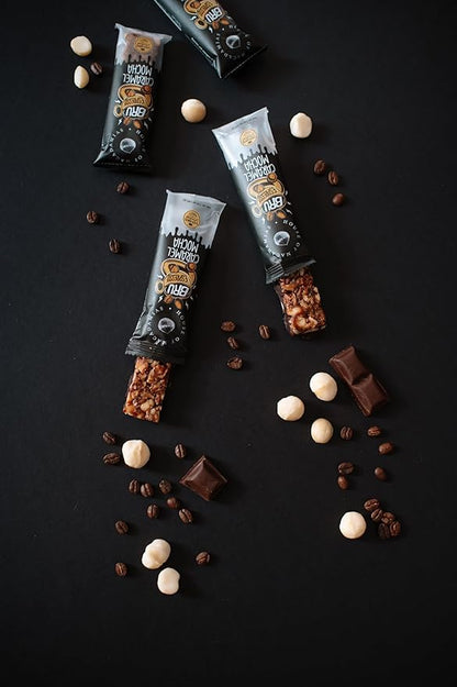 House of Macadamias BRU Bar, 50 mg Caffeine per bar, Espresso, Sugar Free, Caramel Mocha, Plant Based, Keto, Low Carb, Vegan, Paleo, Dairy free, Gluten-free, 12 x 1.4oz