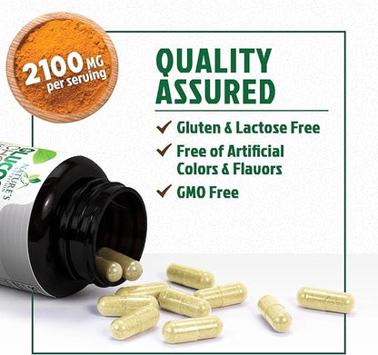 Glucosamine Chondroitin MSM 2100mg Complex - Joint Support Supplement Turmeric & Boswellia, Triple Strength Glucosamine Capsules - Support for Joint Mobility with Quercetin Bromelain - 120 Capsules