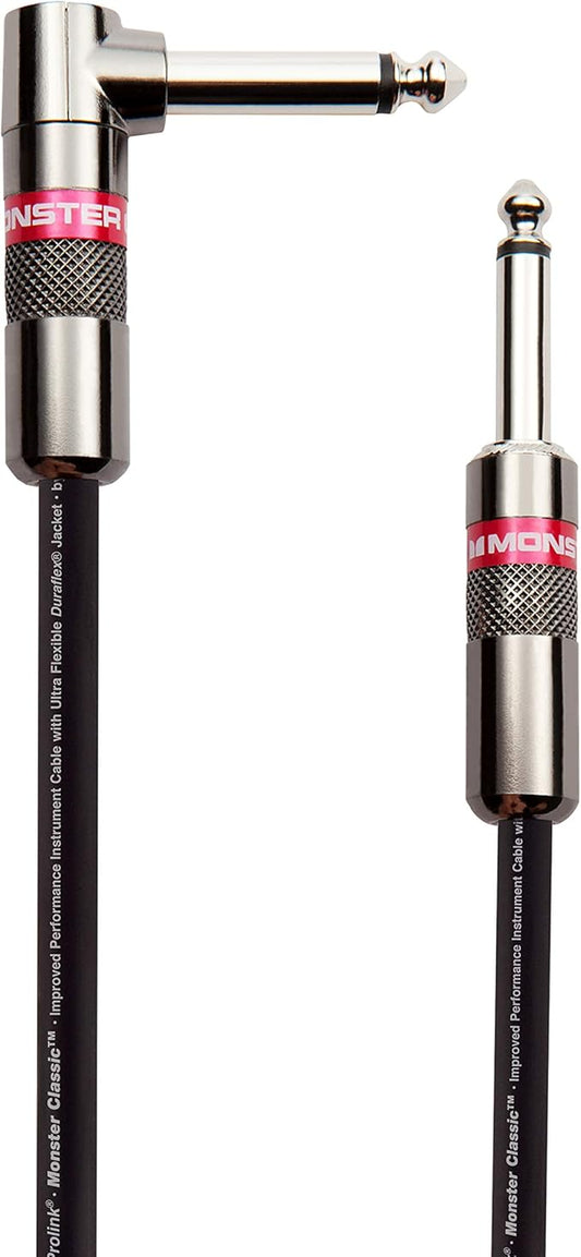 Monster Prolink Classic Instrument Guitar Cable - 21 ft Straight to Right AngleInstrument Cable. All Metal & Duraflex Outer Jacket. 90% Copper Braided Shield Monster Instrument Cable