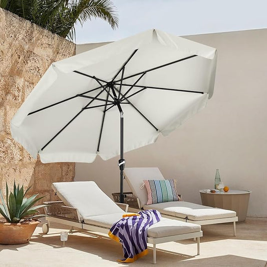 MASTERCANOPY Valance Patio Umbrella for Outdoor Table Market -8 Ribs (10ft, Light Beige)