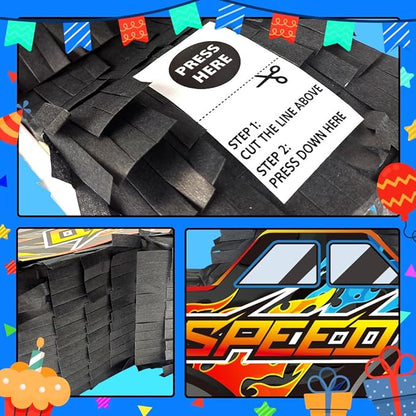 Monster Truck Pinata Car with Stick and Blindfold for Boys' Birthday Party Decoration