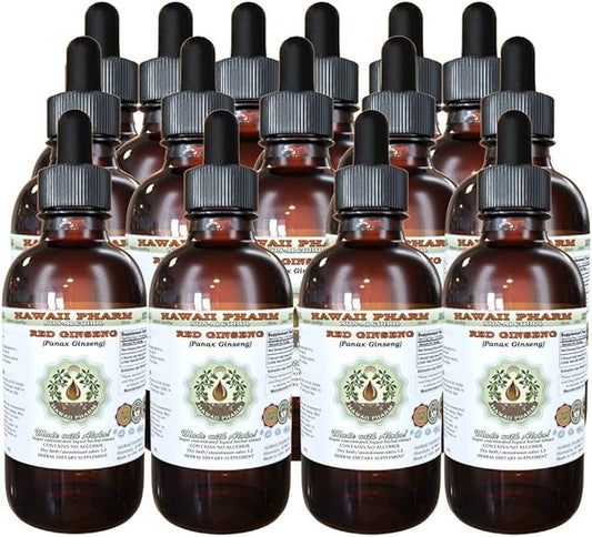 Red Ginseng Alcohol-Free Liquid Extract, Organic Red Ginseng (Panax Ginseng) Dried Root Glycerite Natural Herbal Supplement, Hawaii Pharm, USA 15x4 fl.oz
