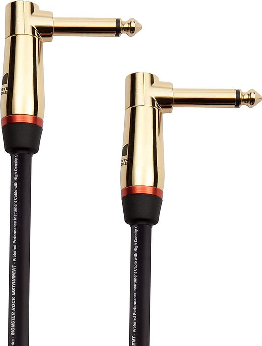 Monster Prolink Rock Instrument Cable. 8 in Right Angle to Right Angle Guitar Cable. for Electric Guitar Cable. 95% Copper Braided Shielded Guitar Cable