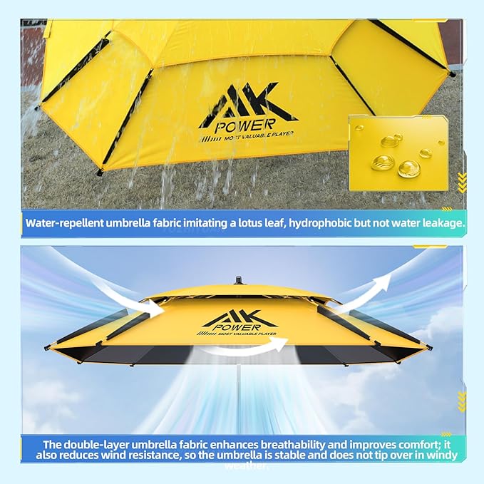 Patio Umbrella with Exclusive Black Coating, 7.2ft/7.8ft Heavy-Duty Double-Layer Nylon Canopy, Adjustable Tilt Sun Shade Outdoor Table Umbrella, UV Protection & Carry Bag for Beach, Fishing, Backyard